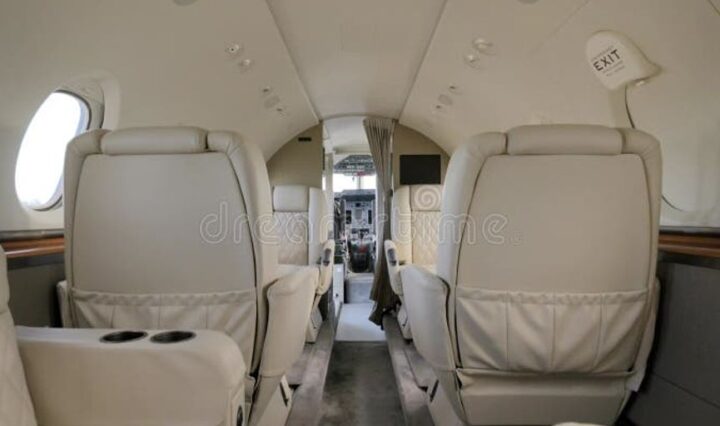 luxurious private jet interior