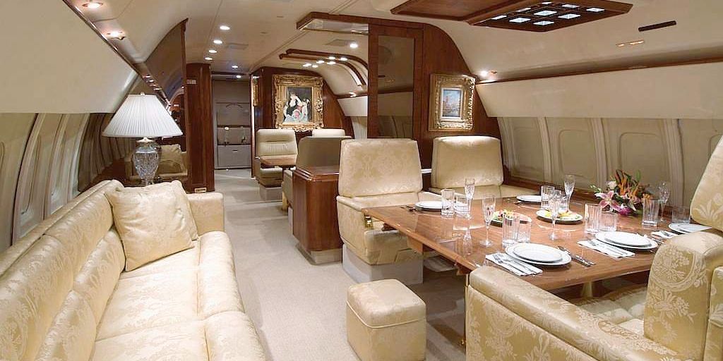 private jet with luggage compartments
