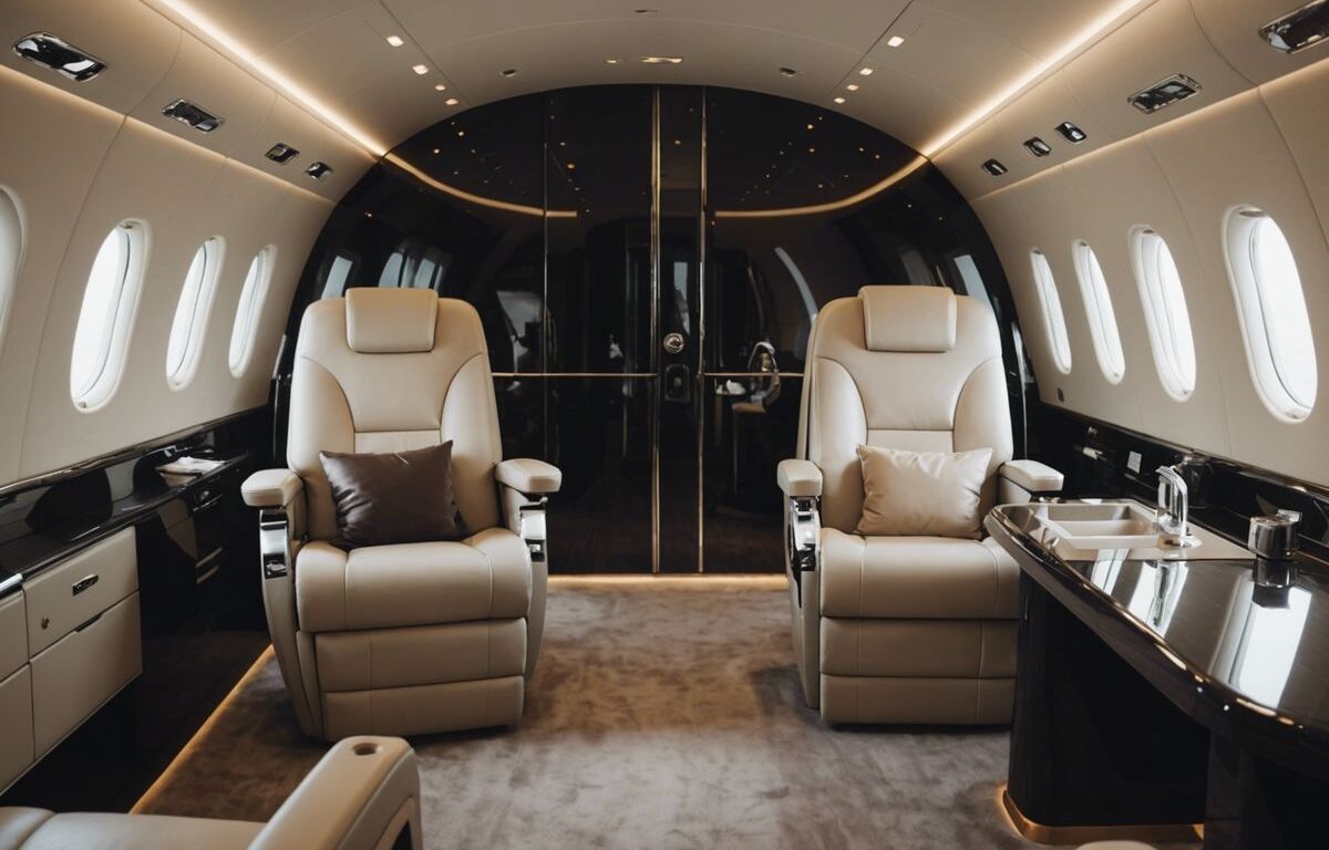 Jeff Bezos' $10 million Swiss Pilatus PC-24 private jet with luxurious interior and unique galley toilet.