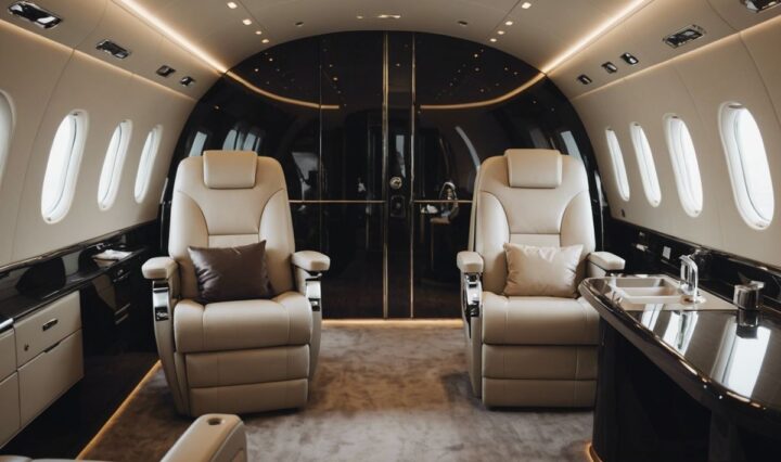 Jeff Bezos' $10 million Swiss Pilatus PC-24 private jet with luxurious interior and unique galley toilet.