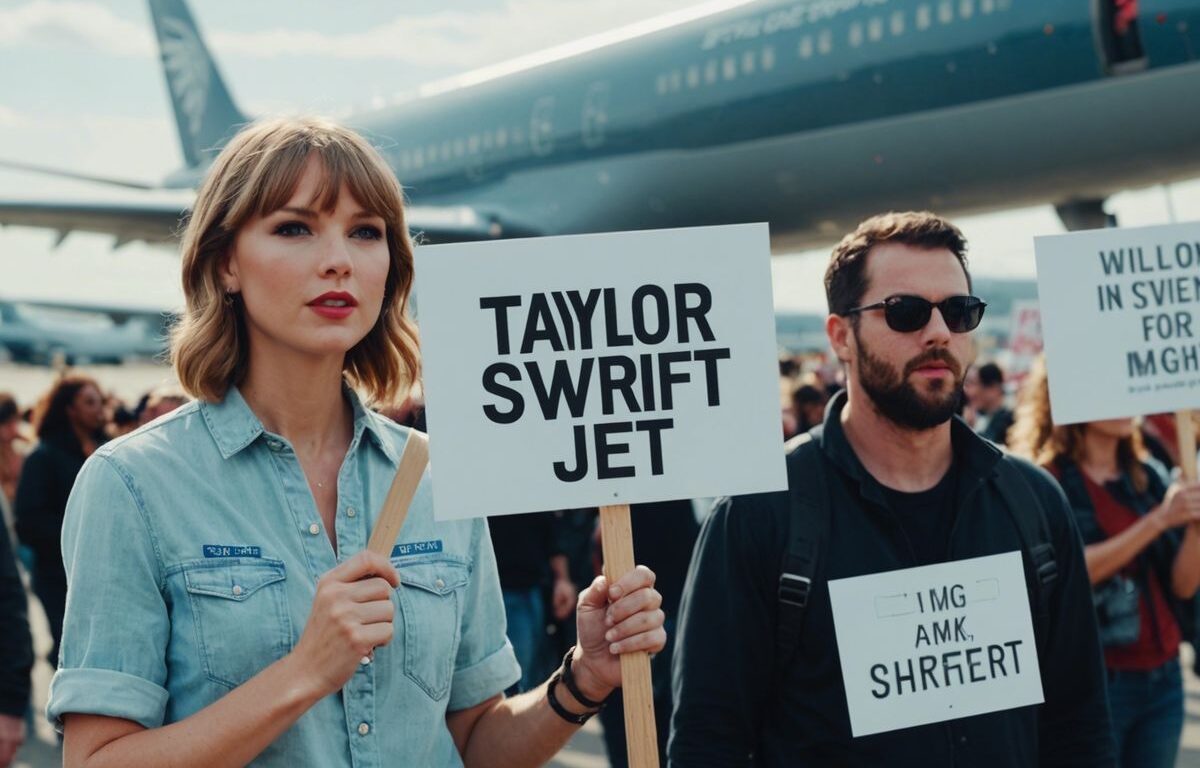 Climate activists protest near Taylor Swift's private jet