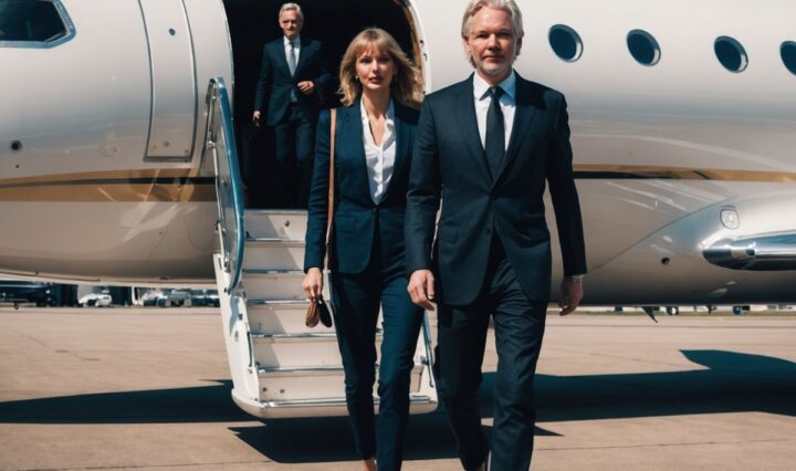 Assange and Swift boarding a $40M private jet together