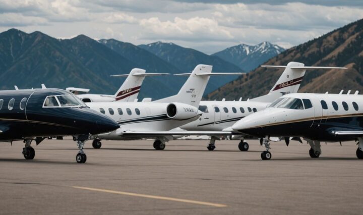 Private jets at Sun Valley airport for billionaire event.