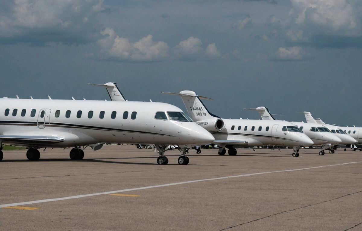 Grounded private jets at Nigerian airport due to illegal operations.