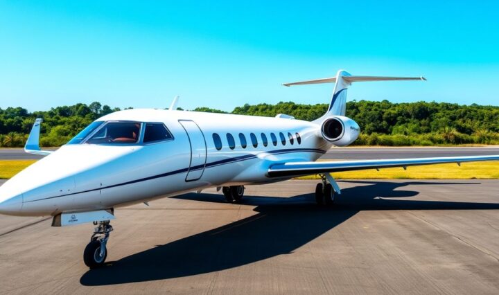 Luxurious Gulfstream G700 jet on private runway