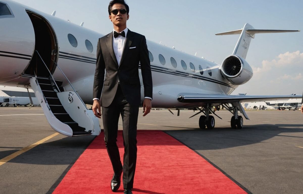 Indonesian man exits private jet with concern