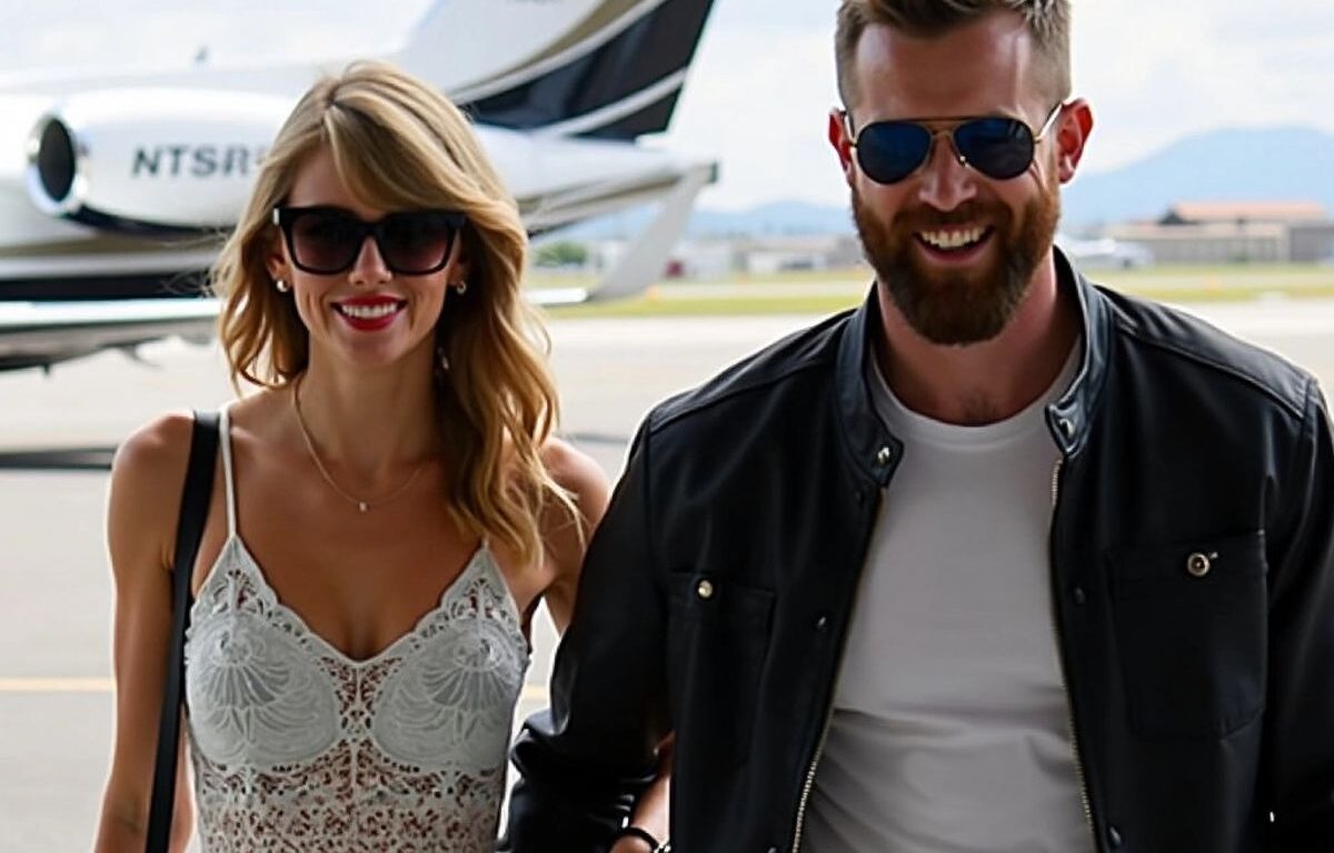 Taylor Swift and Travis Kelce at the airport