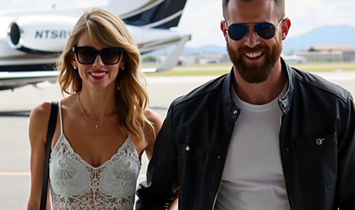 Taylor Swift and Travis Kelce at the airport