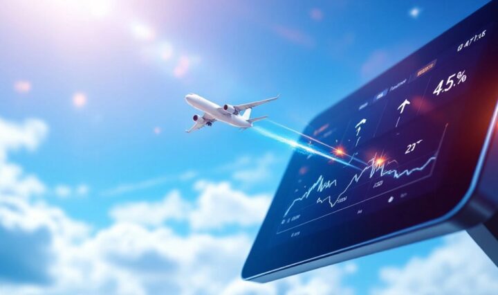 Digital device tracking jet movements in the sky.