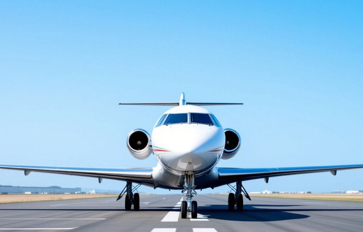 Private jet on runway, symbolizing urgent medical transport.