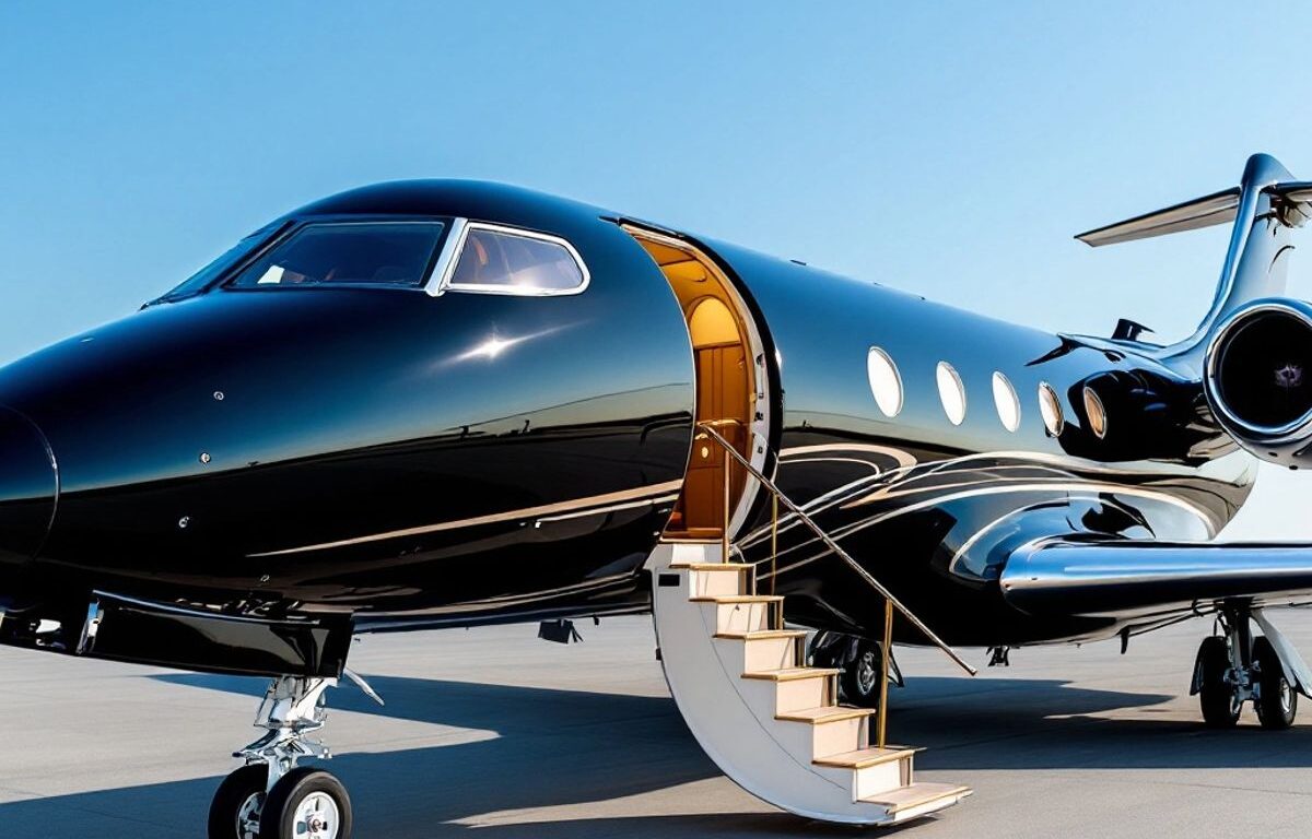 Custom Gulfstream G650ER private jet on a runway.