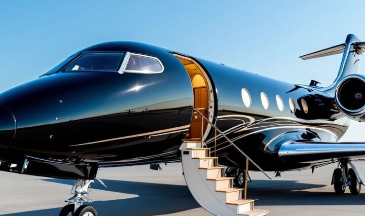 Custom Gulfstream G650ER private jet on a runway.