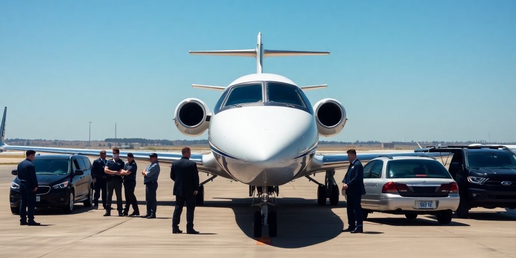 Private jet seized by law enforcement in Falcon scam investigation.