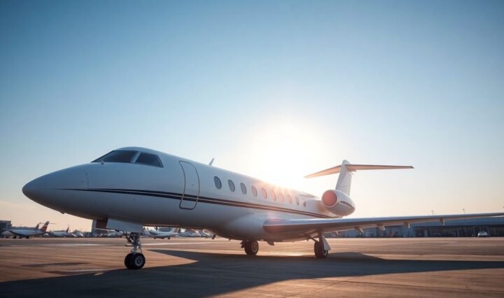 Private jet on tarmac