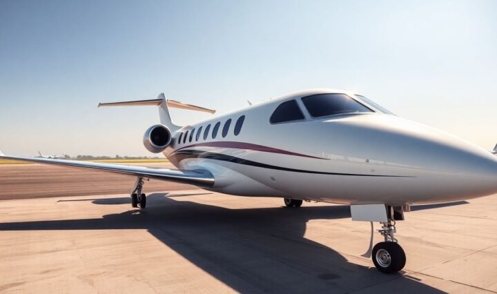 Private jet on tarmac