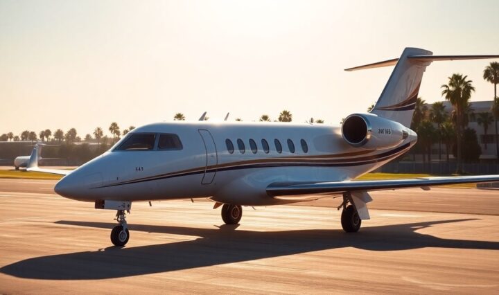 Private jet ready for flight to Orange County