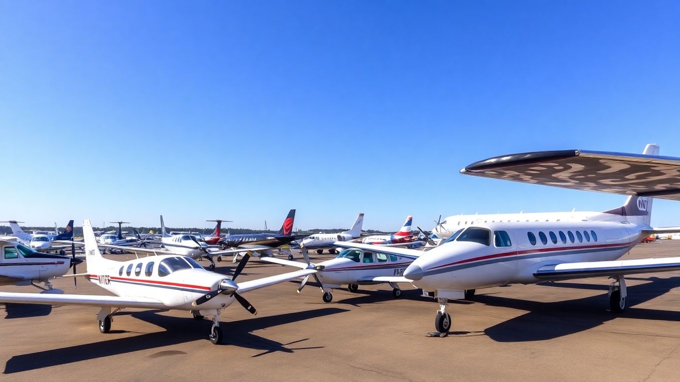 Used airplanes for sale on a sunny tarmac.