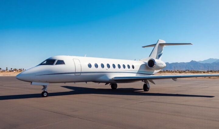 Luxury private jet on tarmac