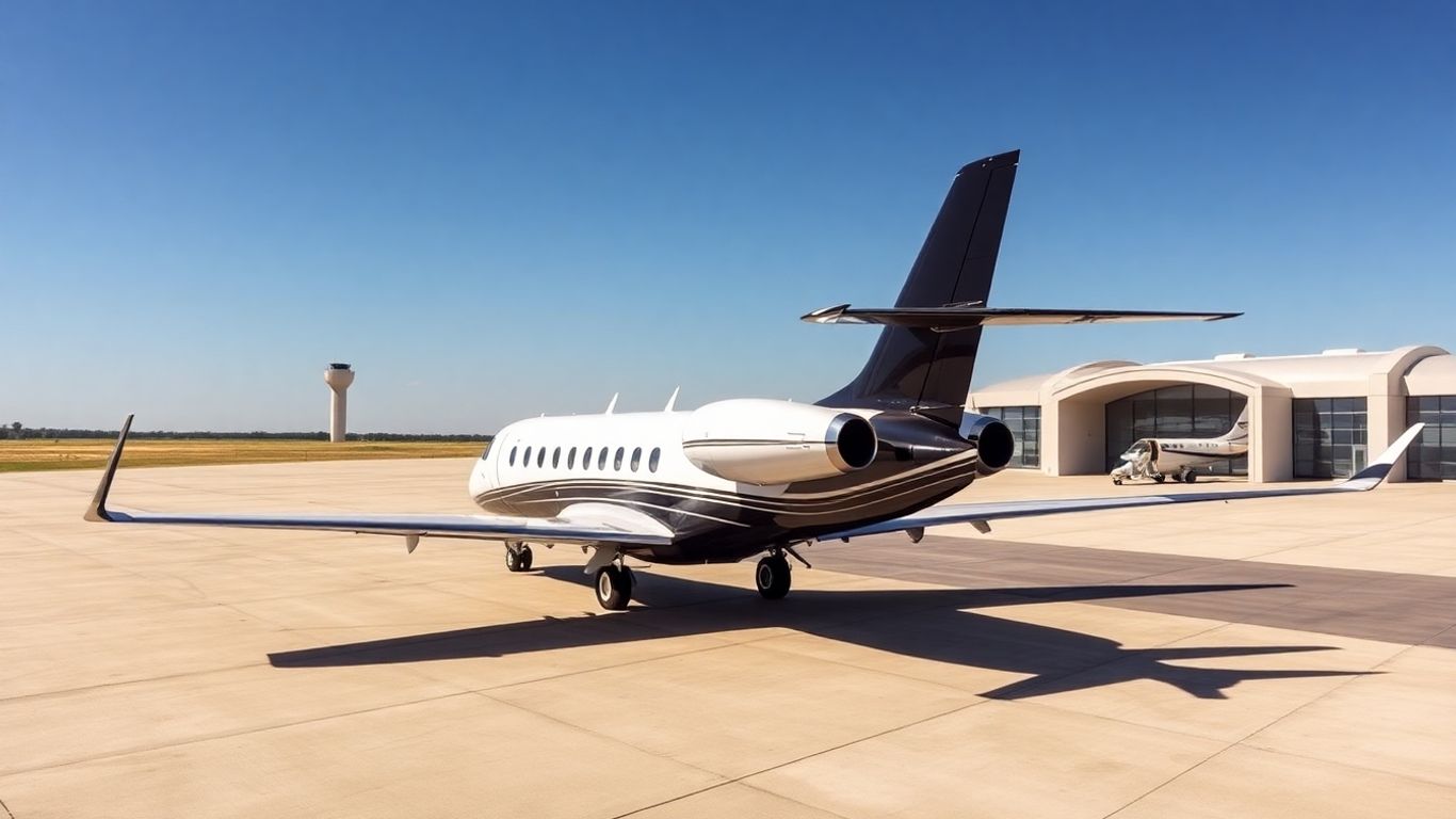Sleek private jet on tarmac, luxury travel