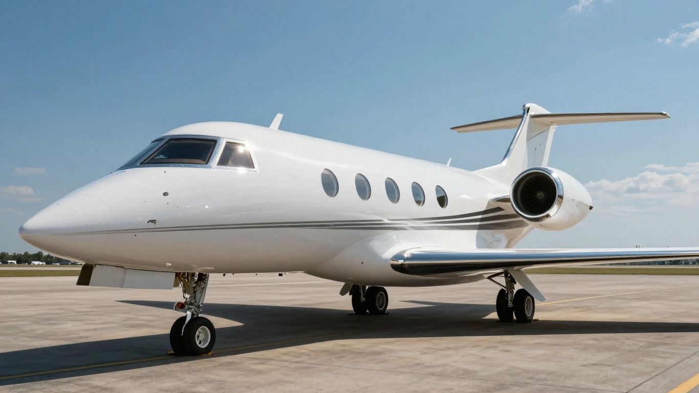 Private jet on tarmac, luxury air travel