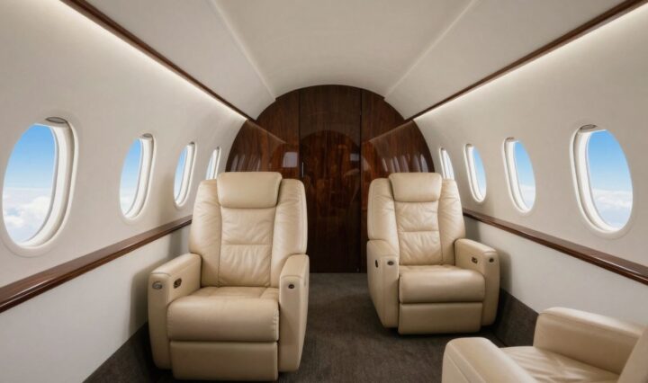 Luxurious interior of a private jet