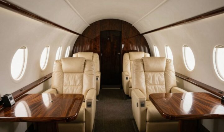 Interior of Michael Jordan's luxurious private jet.