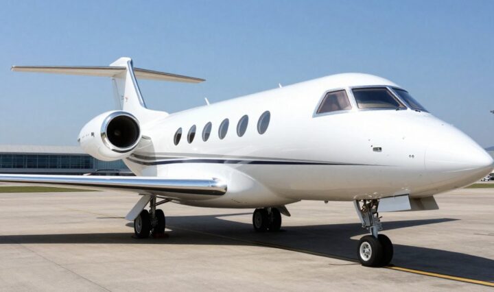 NetJets private jet on airport tarmac.