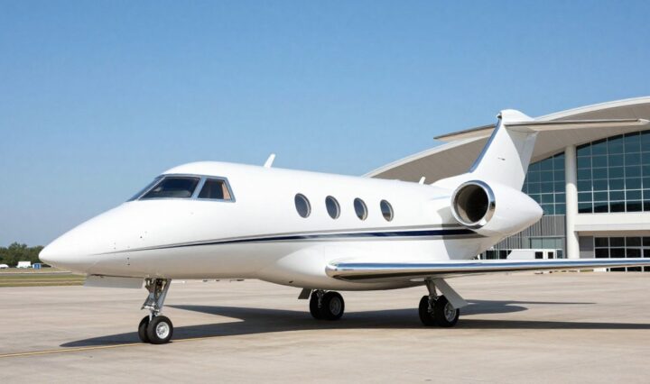 Private jet ready for charter flight.