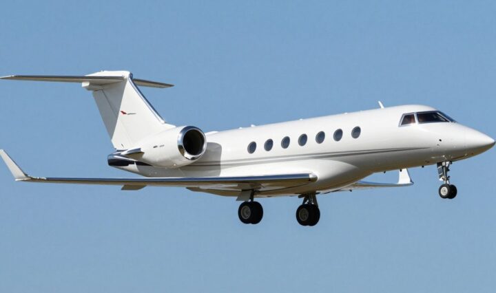 Nextant 400XTi business jet in flight.
